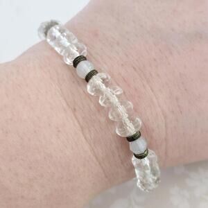 Clear Faceted Gold Tone Beaded Stacking Stretch Bracelet